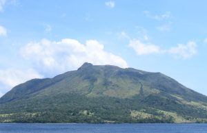 Ruang Volcano Erupts, Evacuates Hundreds in Indonesia Aerial view of Ruang volcano erupting, spewing ash and gas over the small island in North Sulawesi, Indonesia.