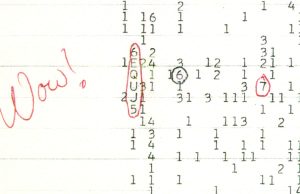 Wow! Signal Likely Caused by Rare Cloud Event Radio telescope dish pointing toward the constellation Sagittarius, where the 1977 Wow! signal originated