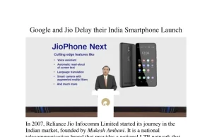Reliance, Google Delay India Smartphone Launch A person holds a smartphone with Reliance and Google logos on the screen, representing the delayed launch of their low-cost device.