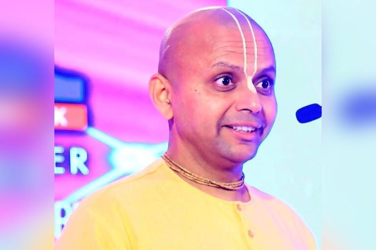 Engineer-turned-monk Gaur Gopal Das says children absorb behaviors, not just lessons