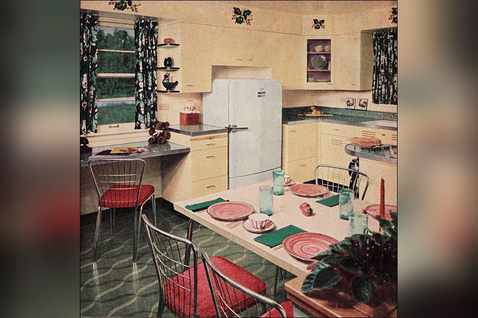 Open Concept Kitchen In A 1950S American Home